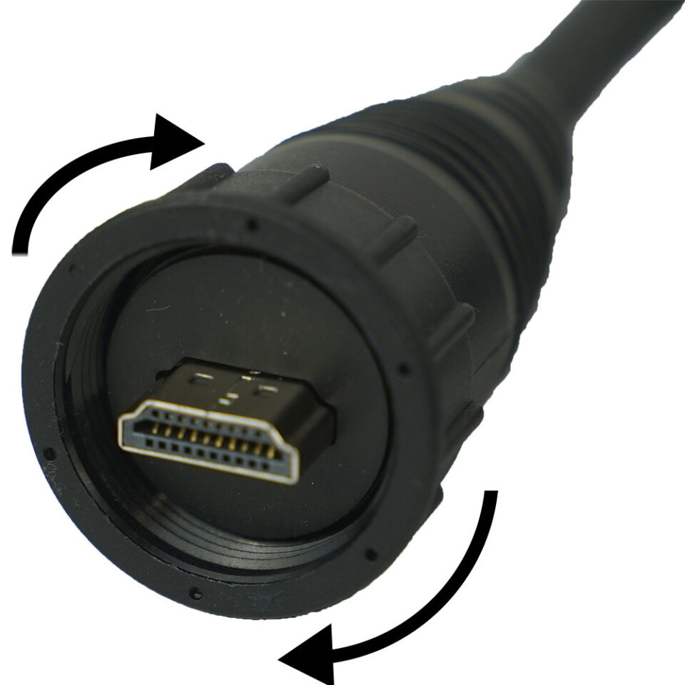 Close-up of M12 HDMI connection