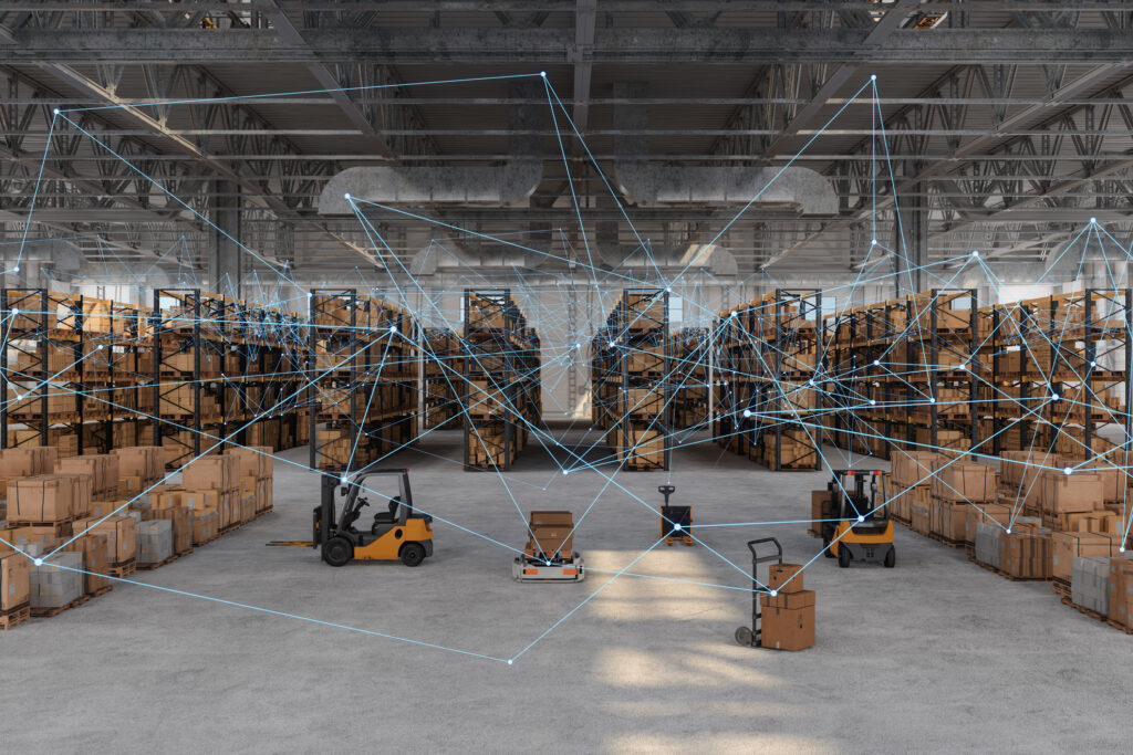 Warehouse with technology connecting operations
