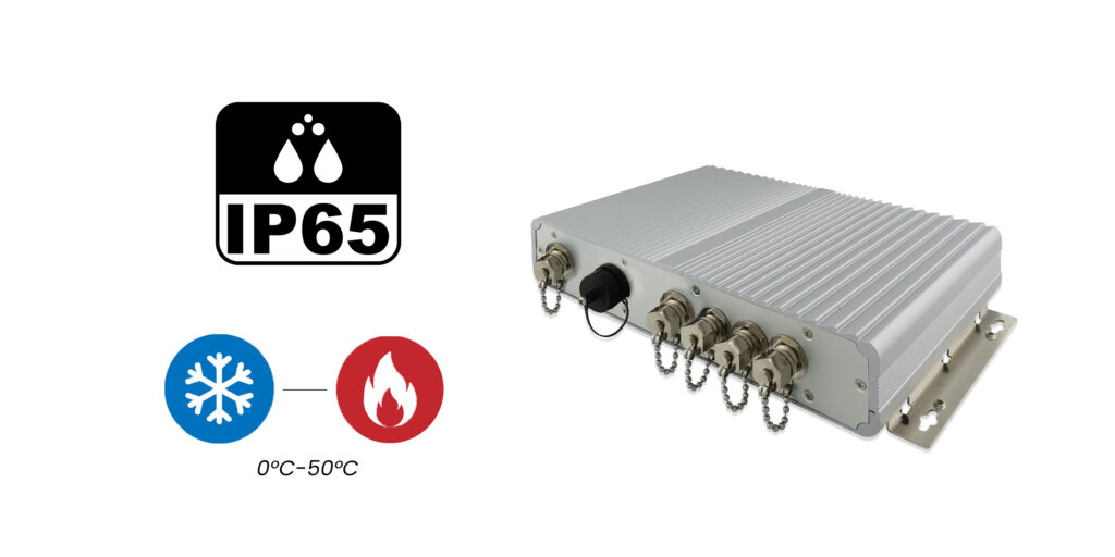 Icons showing that the TWB-5920 is both IP65 and capable of continuous operation in extreme high and low temperatures