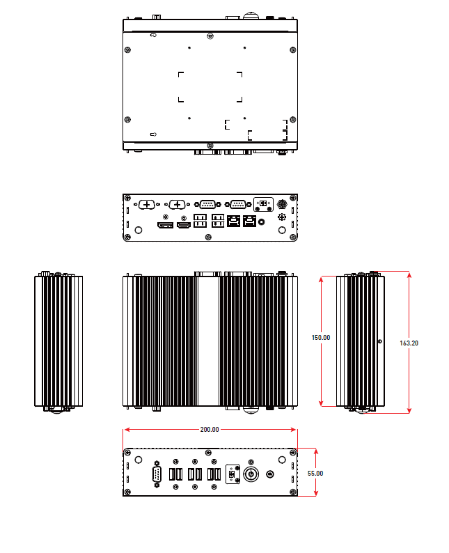 Industrial Edge Computer TB-6185 2D drawing