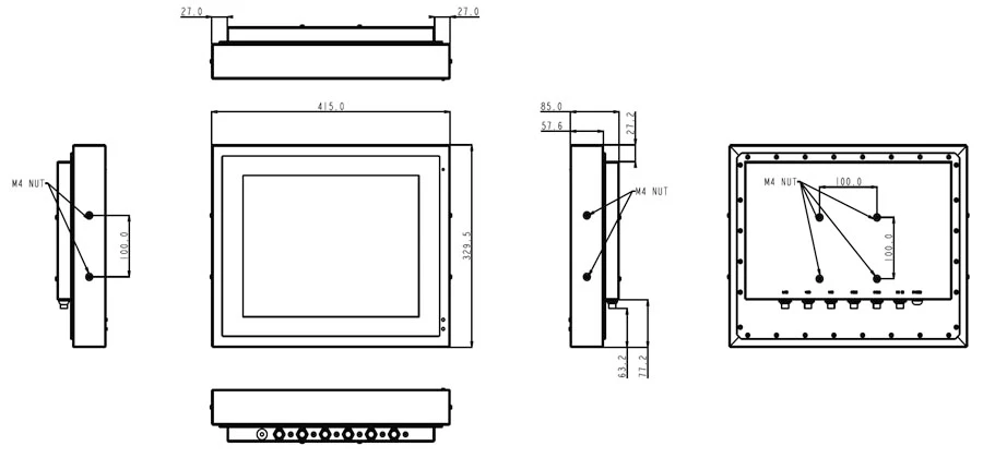 TR-0810-15 Fanless Panel PC Drawing