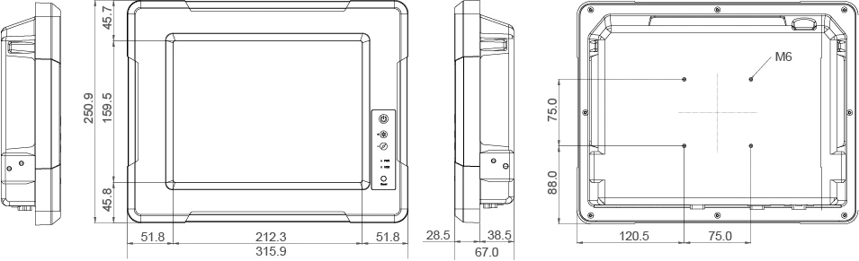 Rugged Panel PC Technical Drawing