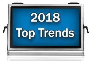 A computer monitor that says 2018 Top Trends