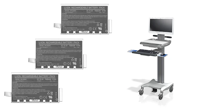 Medical cart computer and three hot swappable batteries