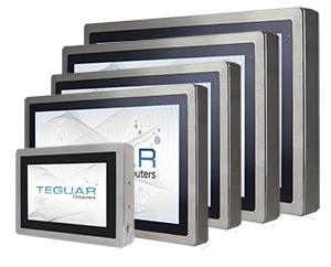 Fives sizes of the Teguar TSD-45 series of industrial touchscreen monitors