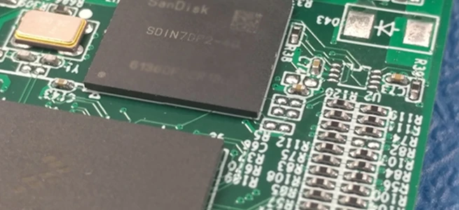 Close up of an embedded multi media card eMMC